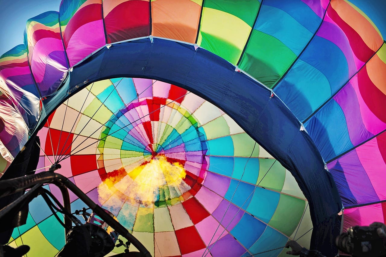 The burner. A short blast lifts the balloon; silence lets it drift.