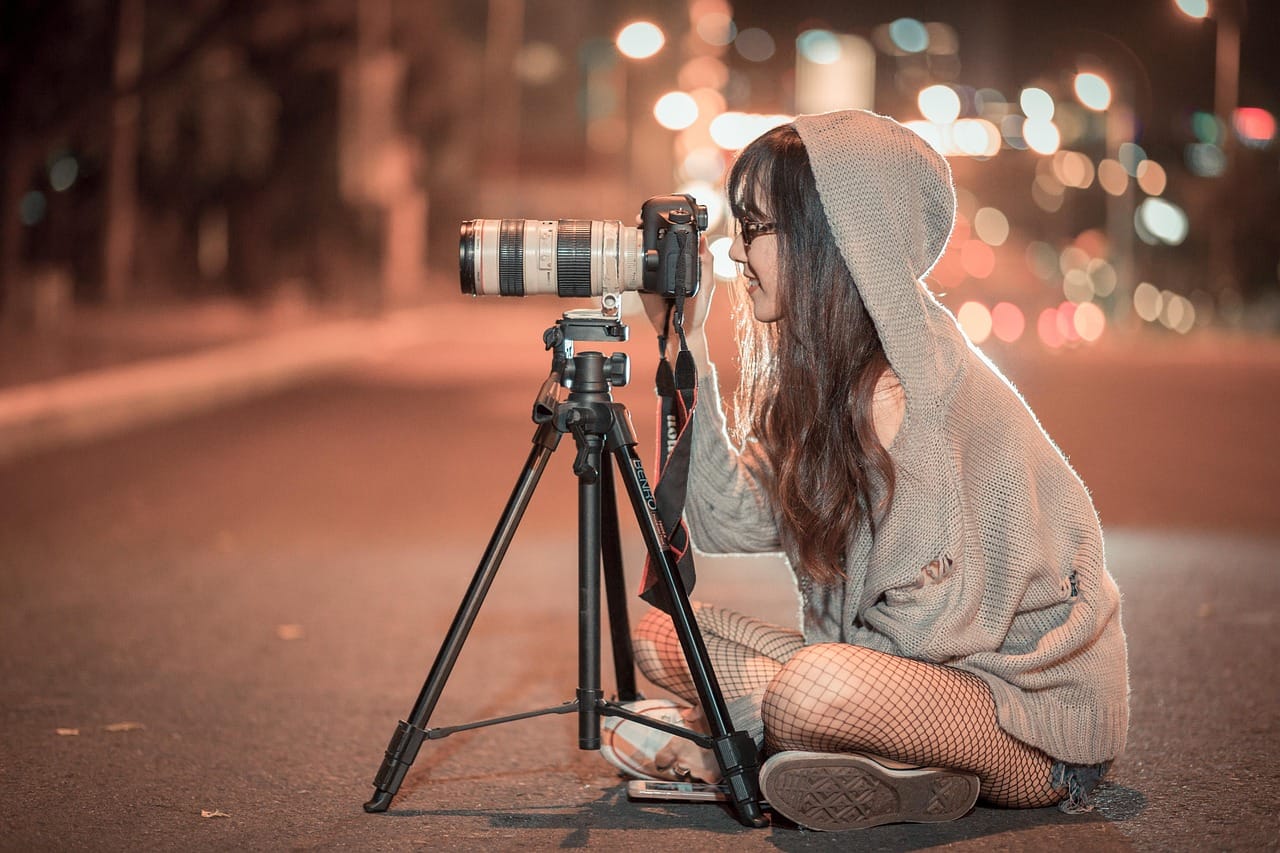 The tripod on the footbridge, weighed down with the camera bag so passing trucks would not shake it.