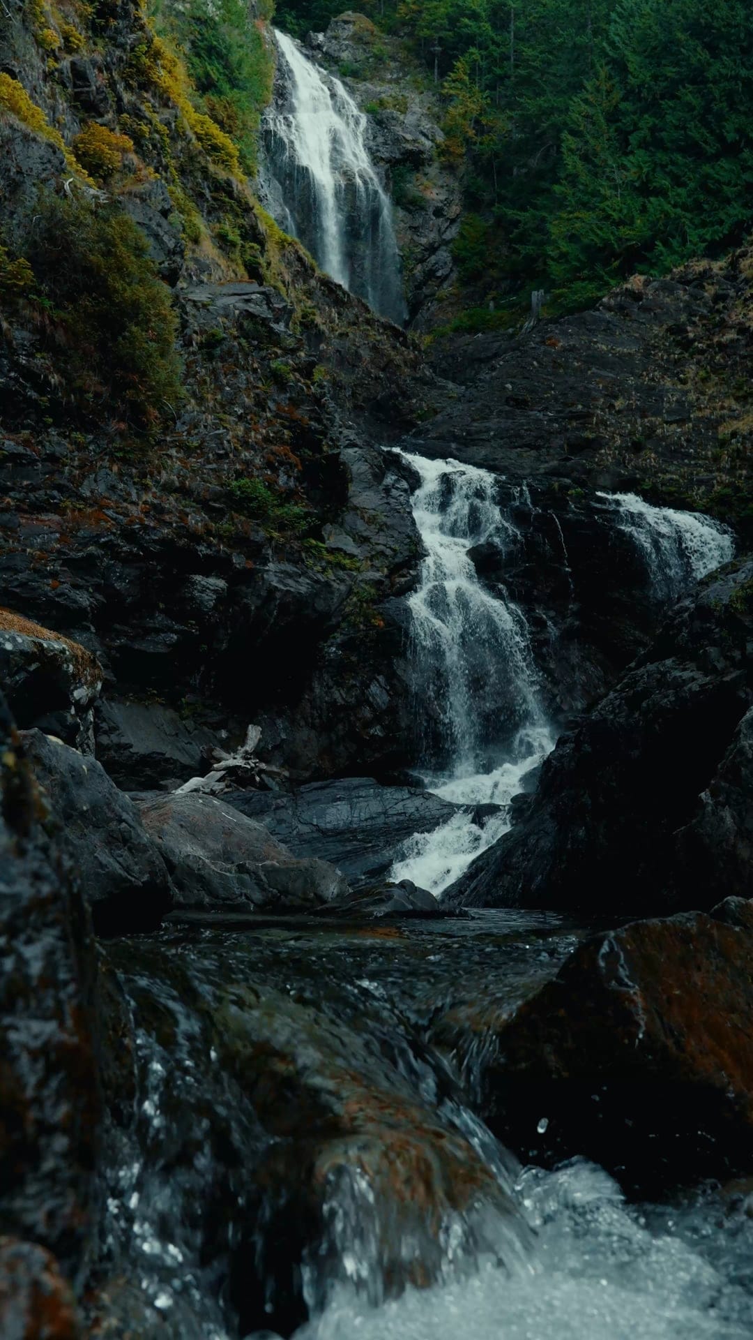 Falling water, straight down