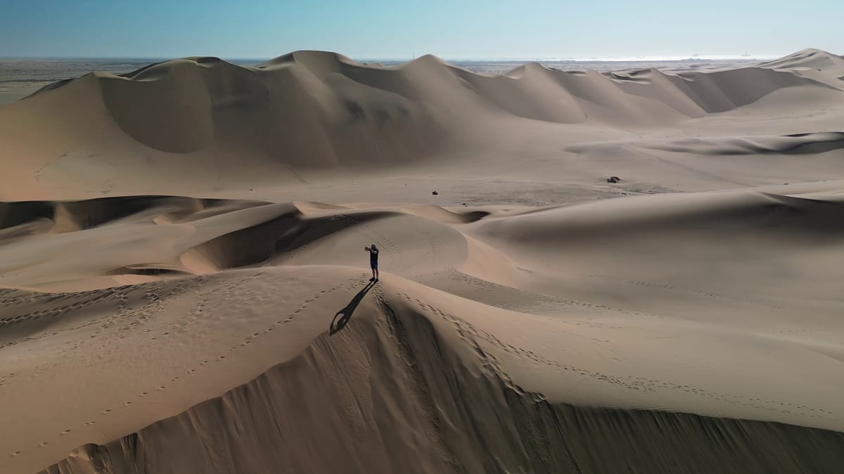 One walker, a sea of dunes