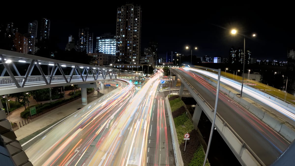 Light trails from the footbridge
